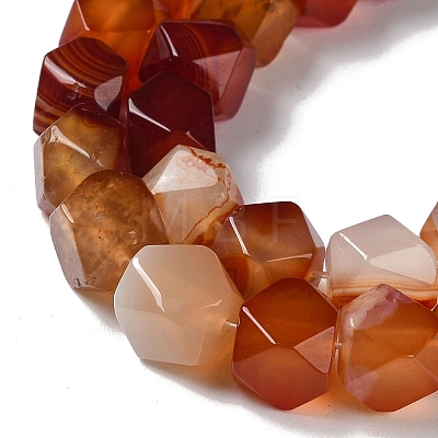 Natural Red Agate Star Cut Round Beads Strands G-M418-C04-01-1