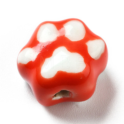 Handmade Printed Porcelain Beads PORC-F005-02C-1