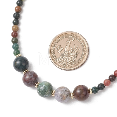 Round Natural Indian Agate Graduated Beaded Necklaces NJEW-JN05952-03-1