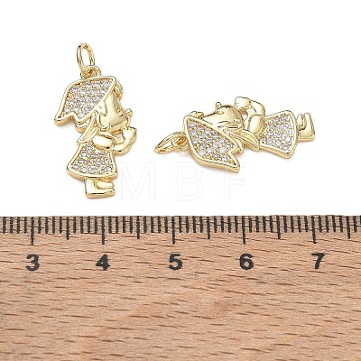 Brass Micro Pave Clear Cubic Zirconia Pendants CU-CBA9AFC-01G-25-1