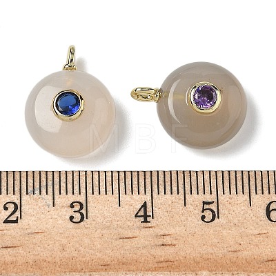 Natural Grey Agate Flat Round Pendants G-H318-01G-06-1
