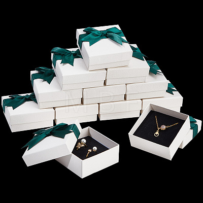  12Pcs Square Cardboard Jewelry Set Box CBOX-NB0001-29B-1