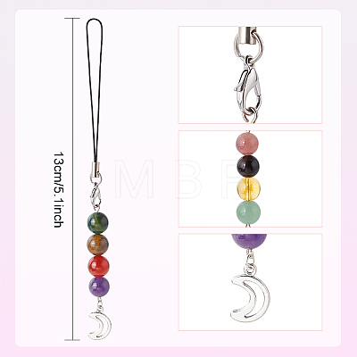 Gemstone Bead Decoration Phone Charms Strap with Alloy Pendant HJEW-PH01783-1