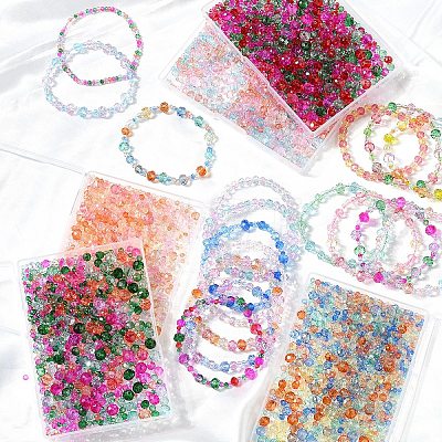 6 Styles Gradient Color Transparent Painted Glass Beads Strands DGLA-YW0001-28A-1
