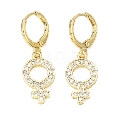 Brass Micro Pave Cubic Zirconia Leverback Dangle Earrings KK-CBA04DC-03G-1