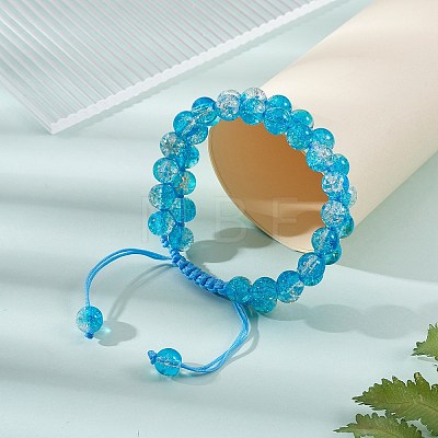 Sparkling Round Glass Braided Bead Bracelet BJEW-SW00082-03-1