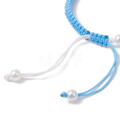 2Pcs ABS Plastic Imitation Pearl Beads Braided Bead Bracelets for Women BJEW-JB13062-1