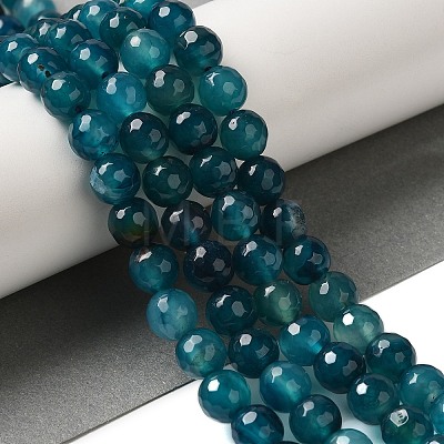 Dyed & Heated Natural Agate Beads Strands G-P539-D01-08-1