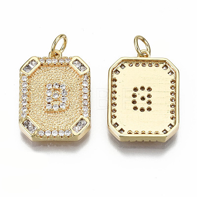 Brass Micro Pave Clear Cubic Zirconia Pendants KK-S356-234B-G-NF-1