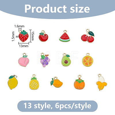 78Pcs 13 Styles Mixed Fruit Alloy Enamel Charms ENAM-DC0002-31LG-1