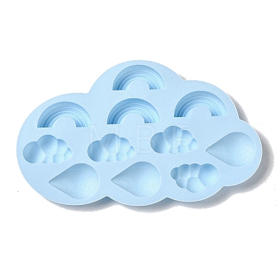 Cloud with Teardrop & Cloud & Rainbow Pattern DIY Fondant Silicone Molds DIY-G114-02-1