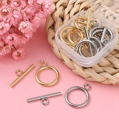 10 Sets 2 Styles 304 Stainless Steel Toggle Clasps STAS-YW0001-64-1