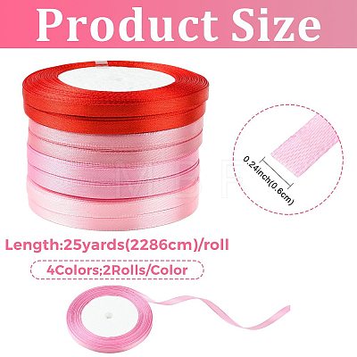 8Rolls 4 Colors Single Face Satin Ribbon OCOR-FS0001-10D-1