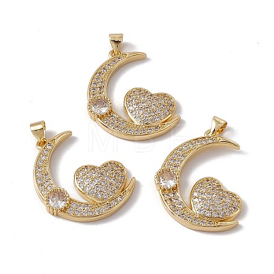 Brass Micro Pave Clear Cubic Zirconia Pendants KK-G439-39G-1