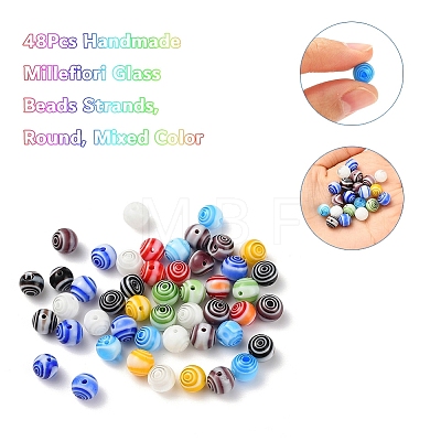 48Pcs Handmade Millefiori Glass Beads LK-YW0001-02B-1