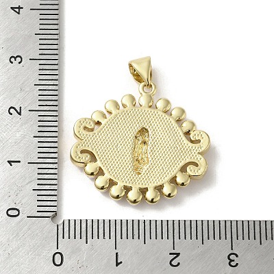 Brass Pave Shell Pendants KK-I708-16Q-G-1