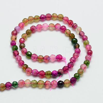 Faceted Natural Agate Round Beads Strands G-E318D-4mm-02-1