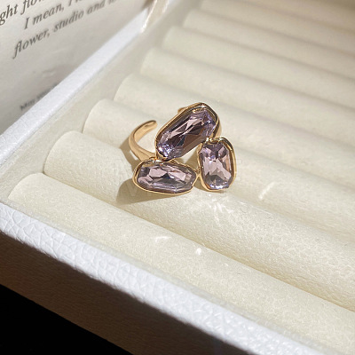 Alloy Rhinestone Cuff Open Rings WG2A83A-01-1