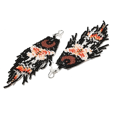 Bohemia Woven Glass Seed Bead Dangle Earrings EJEW-A046-02B-1