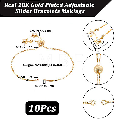 10Pcs 1MM Brass Box Chain Slider Bracelet Making MAK-BBC0001-35-1