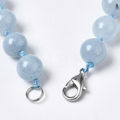 Natural Aquamarine Beaded Necklaces NJEW-S404-19-1