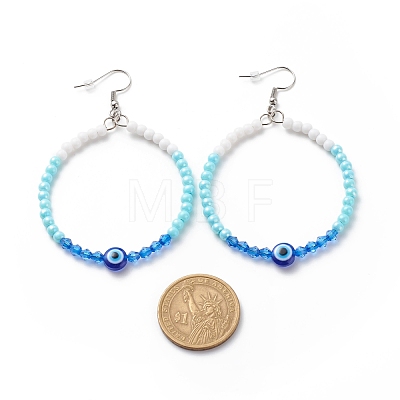 Resin Evil Eye & Acrylic Beaded Big Ring Dangle Earrings EJEW-JE04999-05-1