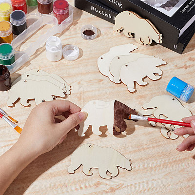 Animal Theme Unfinished Blank Wooden Pendants Set for Painting Arts WOOD-WH0124-26B-1
