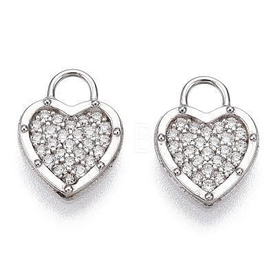 Rhodium Plated 925 Sterling Silver Micro Pave Cubic Zirconia Charms STER-T004-66P-1