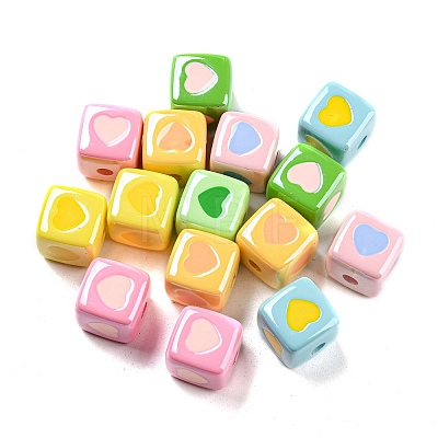 Opaque Colourful Acrylic Enamel Beads X-OACR-L001-03-1