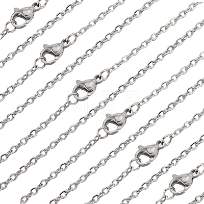 Beebeecraft 30Pcs 304 Stainless Steel Flat Cable Chain Necklaces Set STAS-BBC0005-02-1