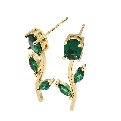 Brass Micro Pave Cubic Zirconia Stud Earrings KK-CBA8324-20G-02-1