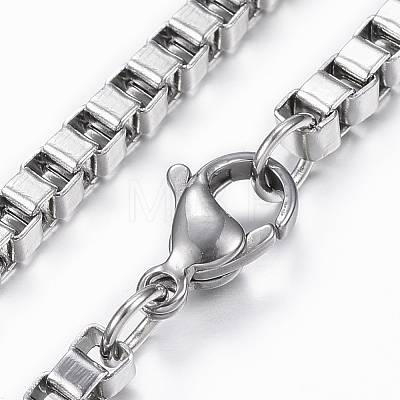 304 Stainless Steel Box Chain Necklaces NJEW-K089-06P-1