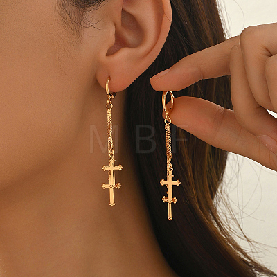 Brass Tassel Hoop Earrings TI6308-1-1