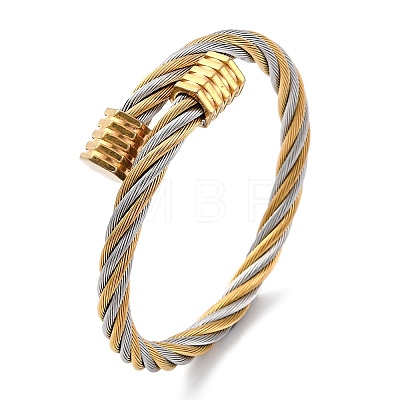 304 Stainless Steel Torque Bangles for Women BJEW-P310-21GP-1