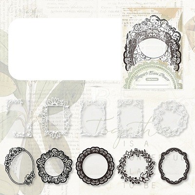 10Pcs 10 Styles Vintage Lace Waterproof PET Stickers Sets DIY-M066-05D-1