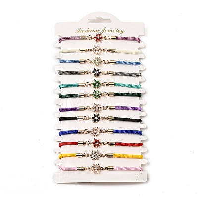 12Pcs 12 Colors Polyester Bracelets BJEW-P340-06G-1