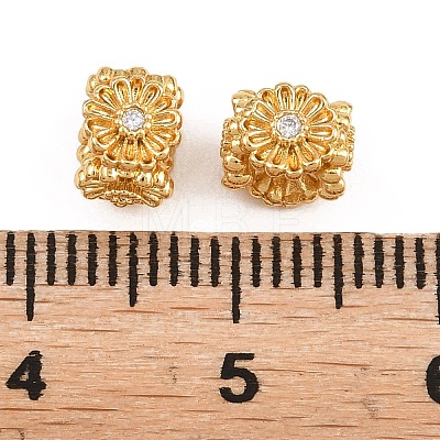 Brass Micro Pave Clear Cubic Zirconia Beads KK-Z162-18G-1