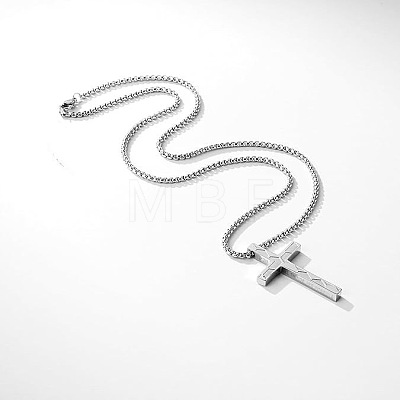 304 Stainless Steel Football Bible Verse Philippians 4:13 Cross Pendant Necklaces for Men WG7E31E-02-1
