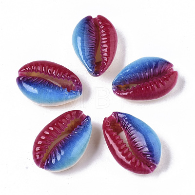 Printed Natural Cowrie Shell Beads X-SSHEL-R047-01-A07-1