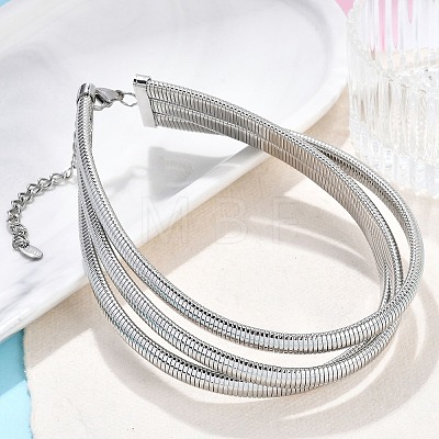 304 Stainless Steel 3-Strand Snake Chain Necklaces for Women NJEW-B122-02P-1