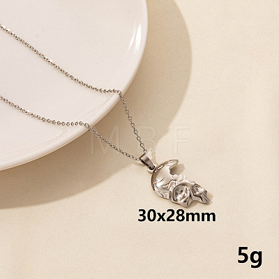 Minimalist Stainless Steel Skull Pendant Necklace for Women RX9725-3-1