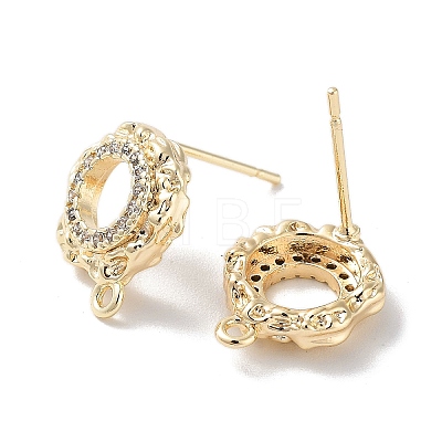 Brass Micro Pave Cubic Zirconia Stud Earring Findings KK-E107-18G-1