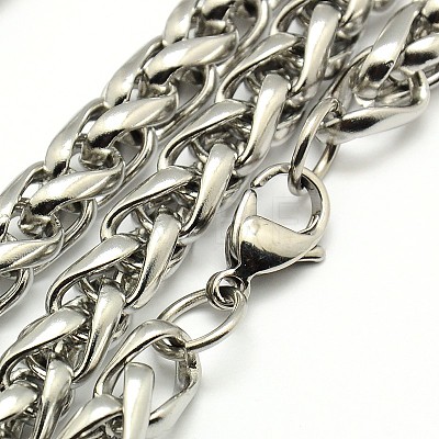 Fashionable 304 Stainless Steel Wheat Chain Necklaces X-STAS-A028-N003P-1