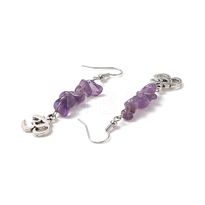 Natural Amethyst Chips Dangle Earrings EJEW-G336-01AS-04-1