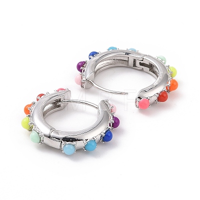 Colorful Resin Beaded Hoop Earrings EJEW-I274-01P-1