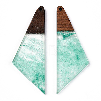 Transparent Resin & Walnut Wood Pendants RESI-ZX017-30-1