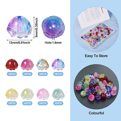 128Pcs 8 Colors Transparent Spray Painted Glass Beads GLAA-TA0001-26-1