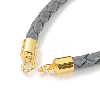 Leather Braided Cord Link Bracelets MAK-K022-01G-02-1