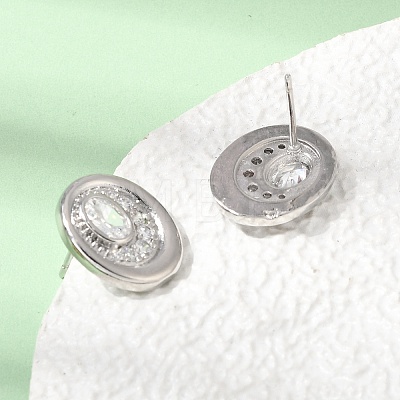 Brass Micro Pave Cubic Zirconia Stud Earrings EJEW-G471-13P-1