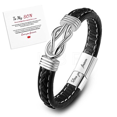 Word Love You Forever Stainless Steel Interlocking Knot Link Bracelet JB752A-1